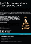 Isis’ Christmas And New Year Opening Times
